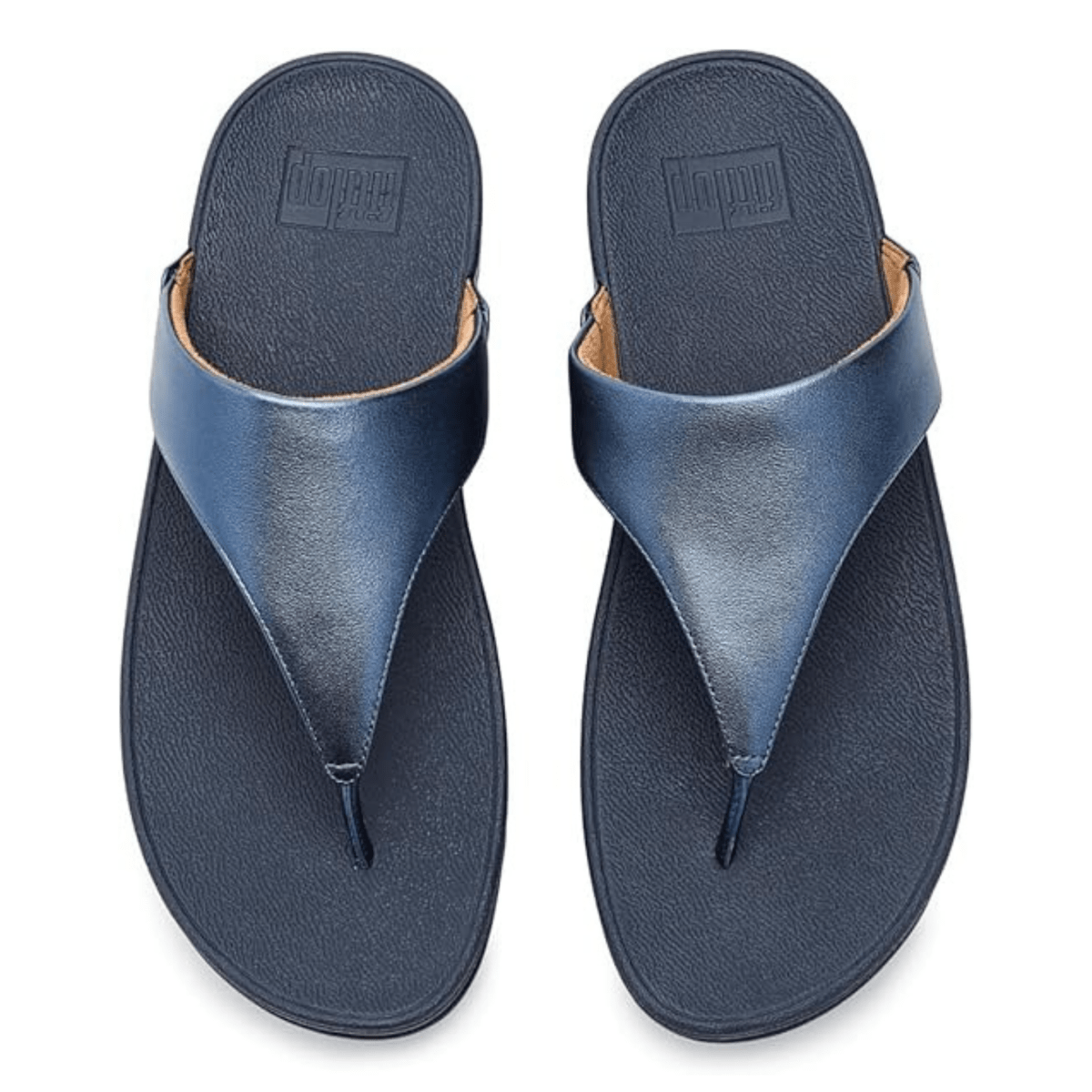 FitFlop Women's Lulu Toe-Post Cosmic Blue Metallic Leather