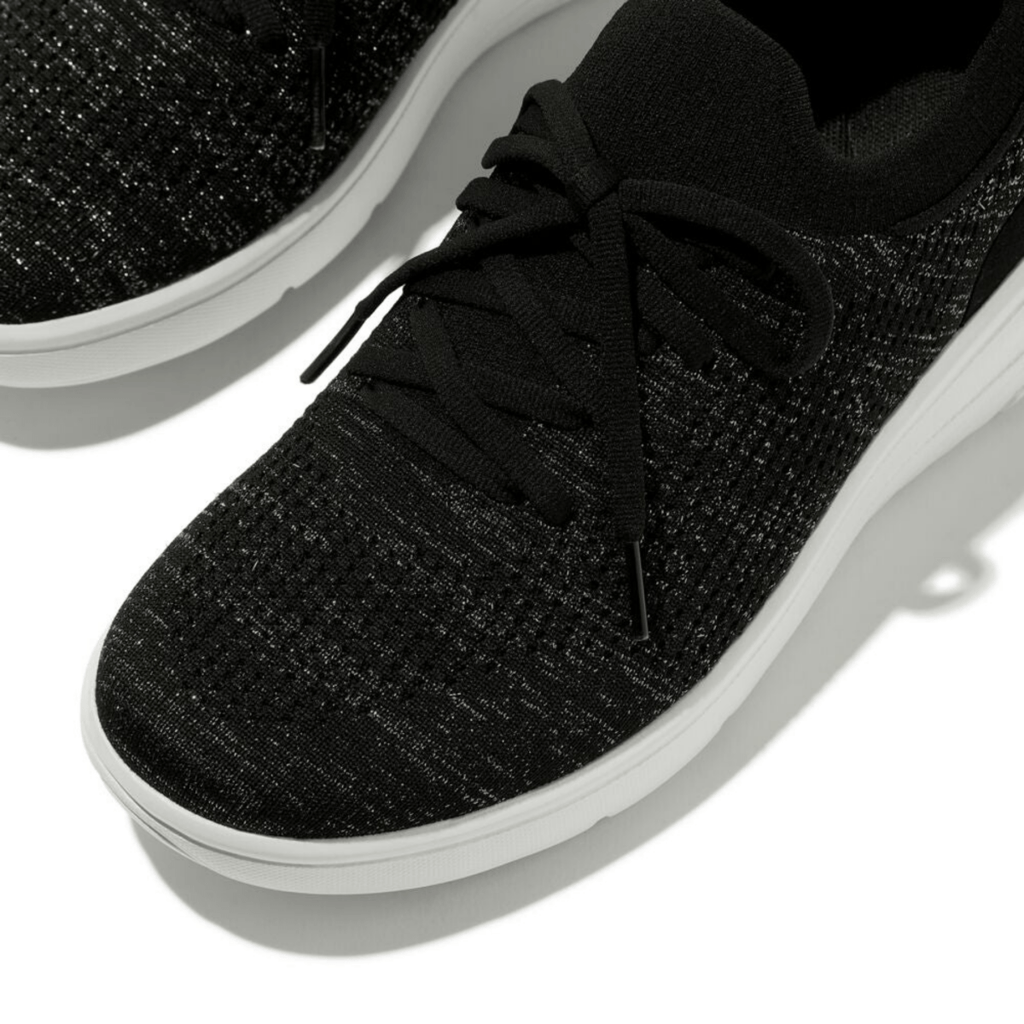 FitFlop Women's Super Q Knit Sneaker Black/Silvereen
