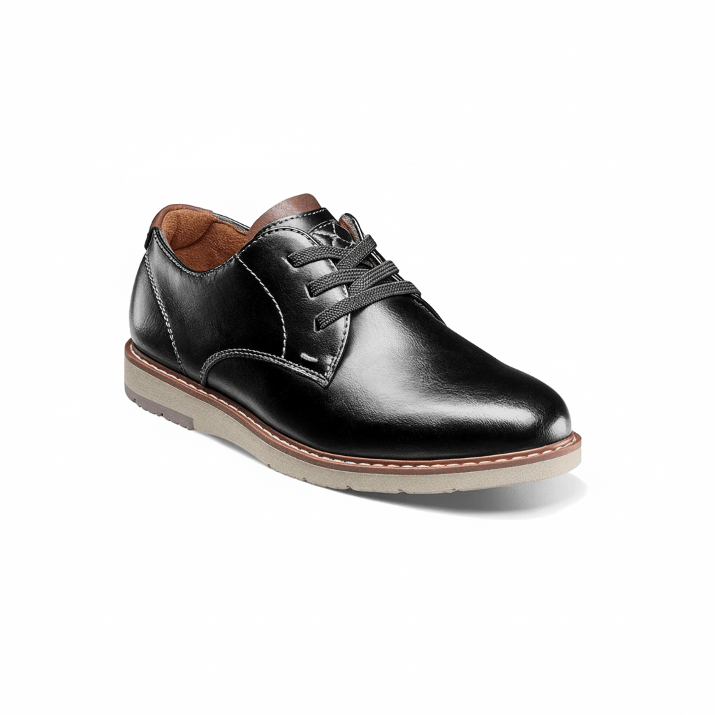 Florsheim Boys Vibe Jr. Elastic Lace Plain Toe Oxford Black