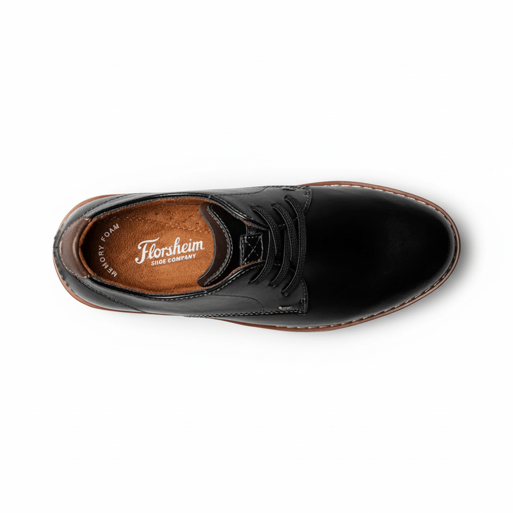 Florsheim Boys Vibe Jr. Elastic Lace Plain Toe Oxford Black