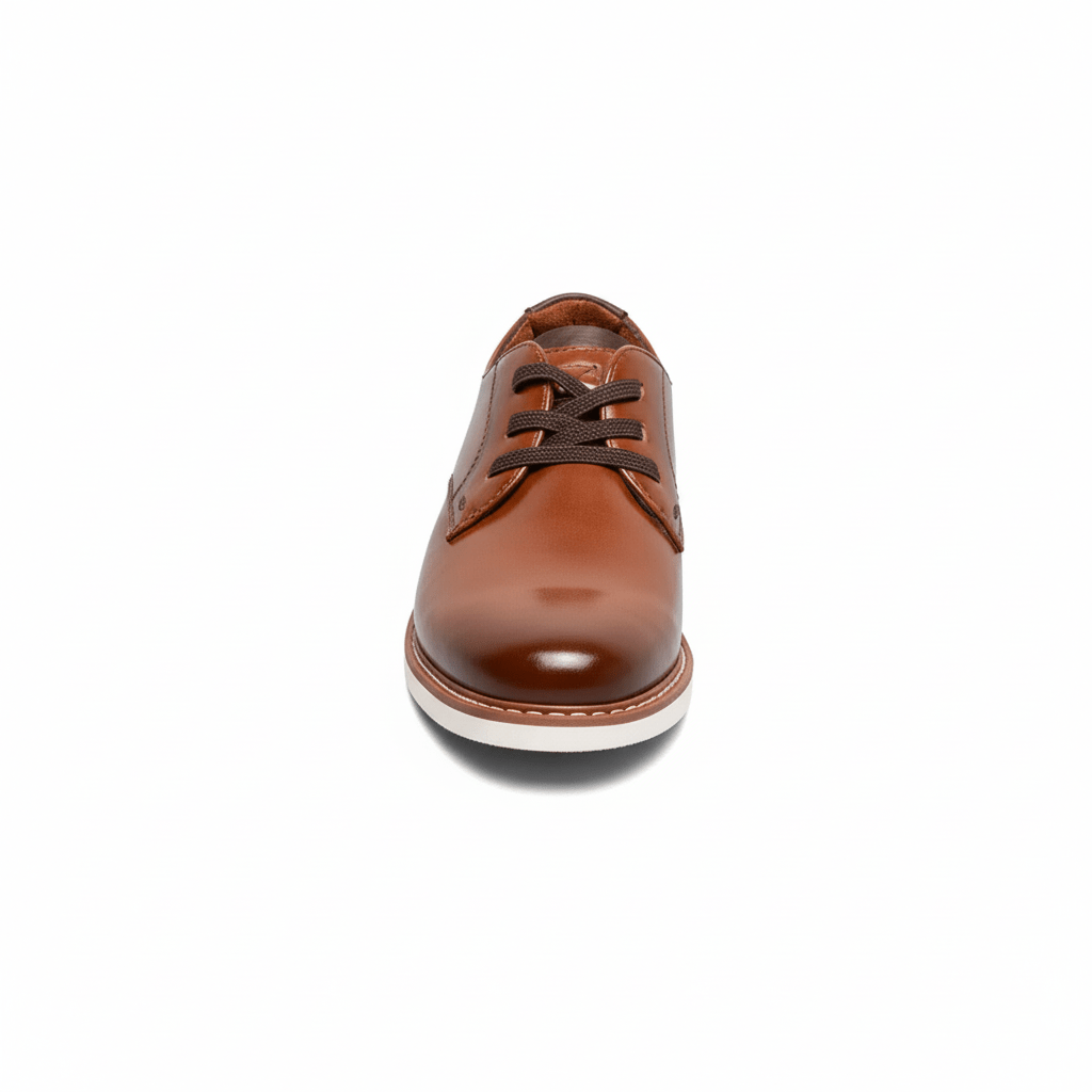 Florsheim Boys Vibe Jr. Elastic Lace Plain Toe Oxford Cognac