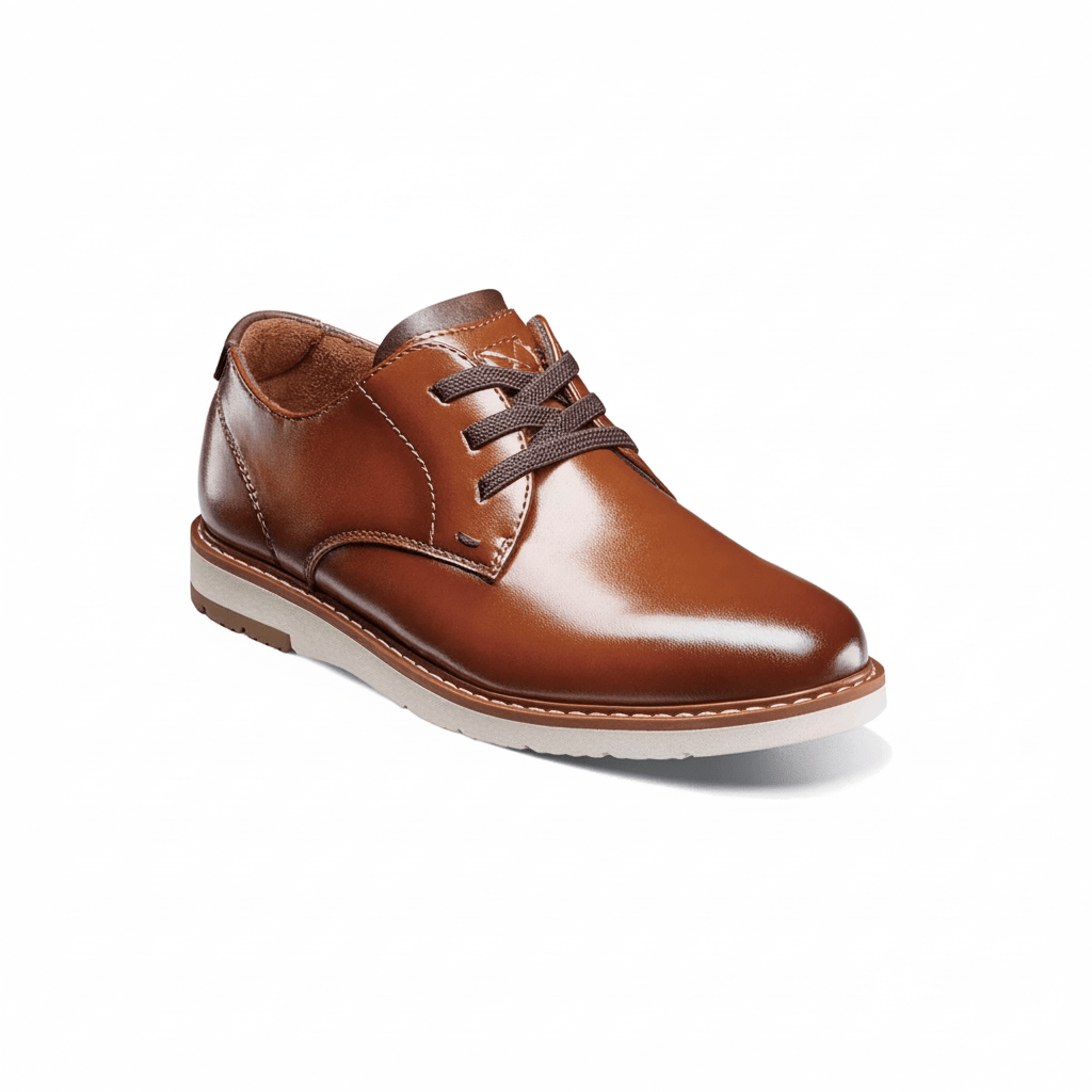 Florsheim Boys Vibe Jr. Elastic Lace Plain Toe Oxford Cognac