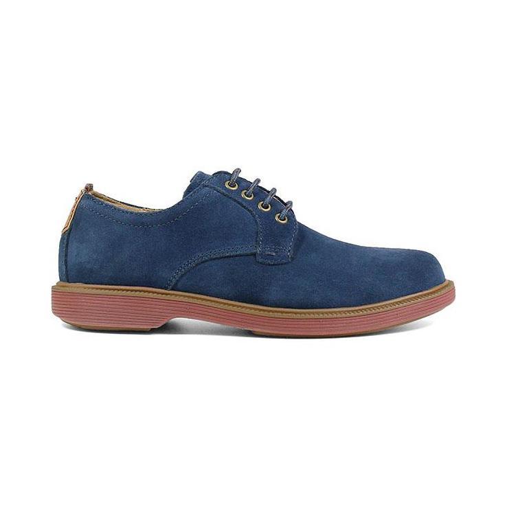 Florsheim Kids Boys Sapacush Plain Toe Ox Navy Suede/Brick (Sizes 4-7)
