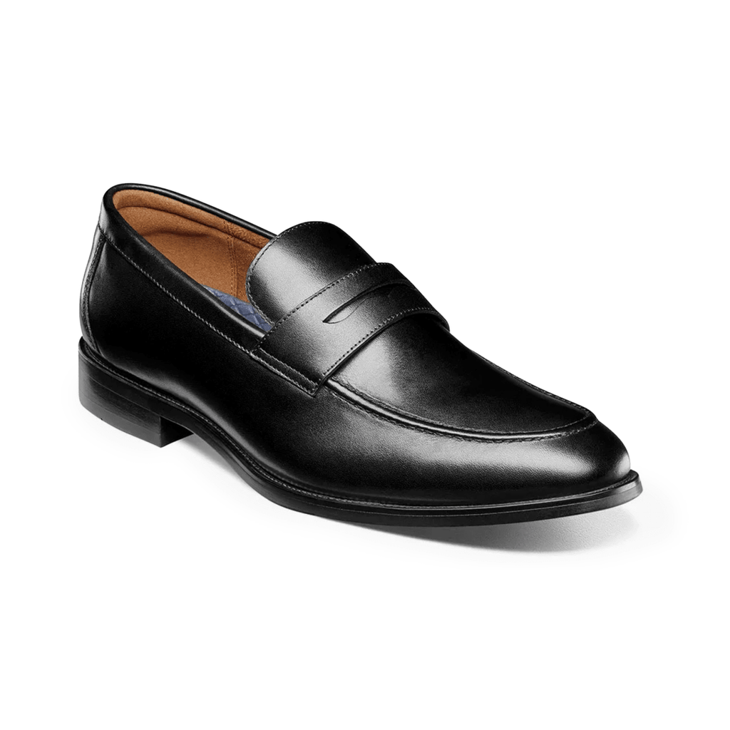 Florsheim Men's Rucci Moc Toe Penny Loafer Black Smooth Leather