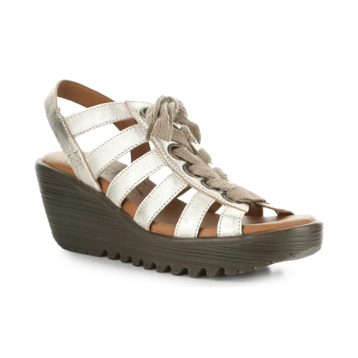 Fly London Women's LITU469 Champagne Metallic Leather