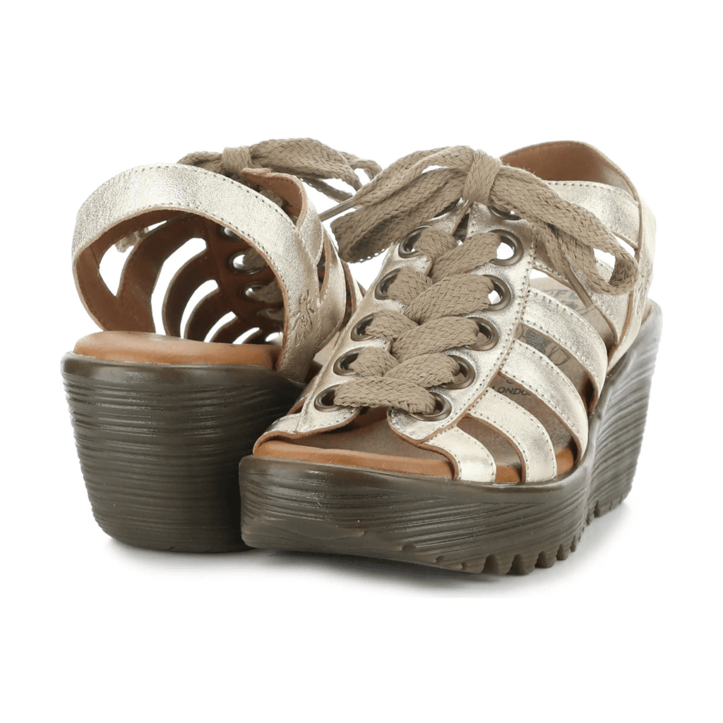 Fly London Women's LITU469 Champagne Metallic Leather