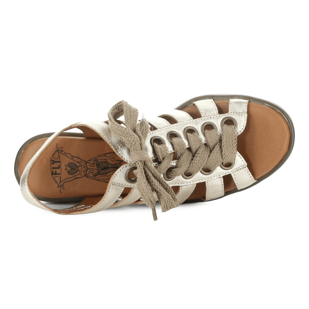 Fly London Women's LITU469 Champagne Metallic Leather