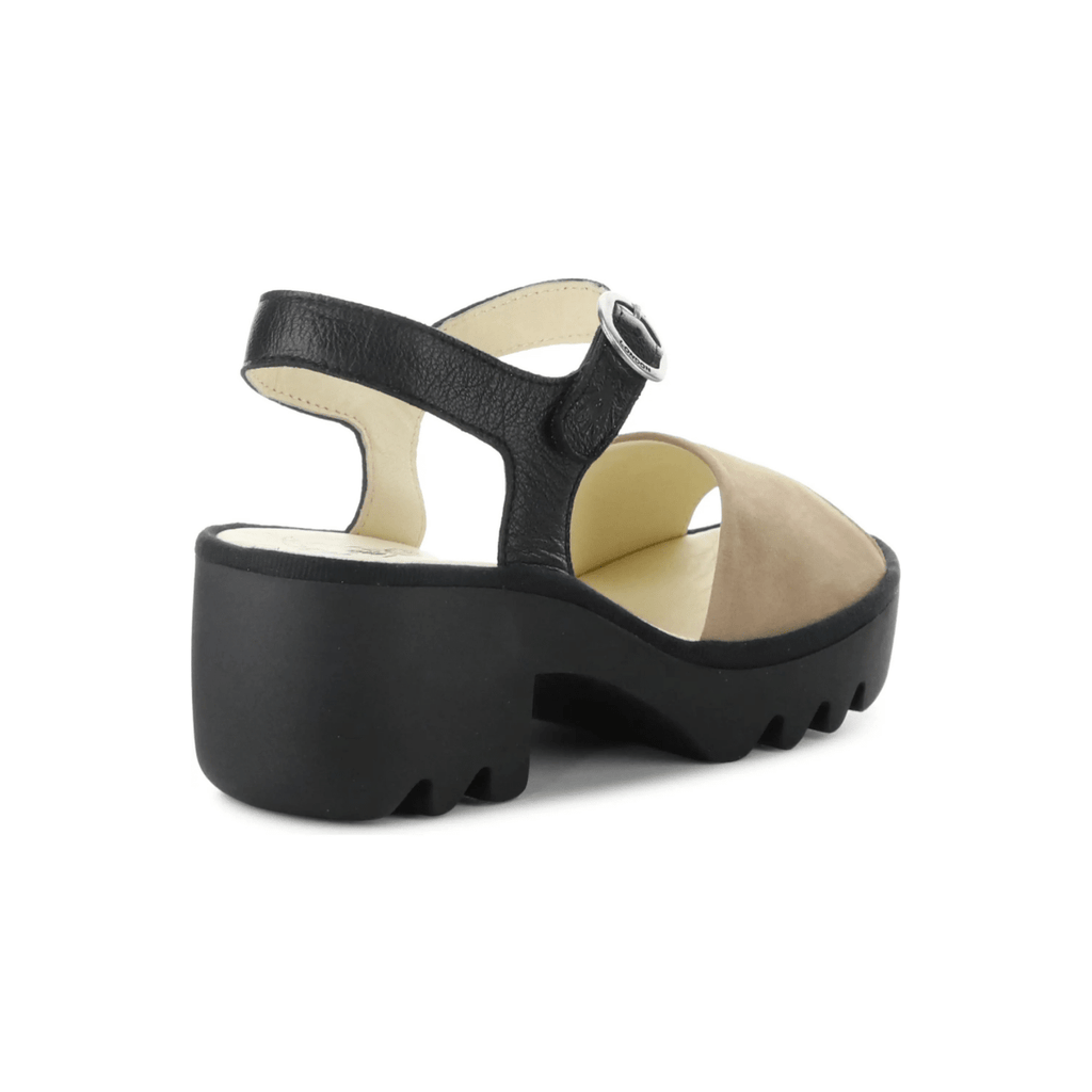 Fly London Women's TULL503 Taupe Suede/Black Mousse Leather