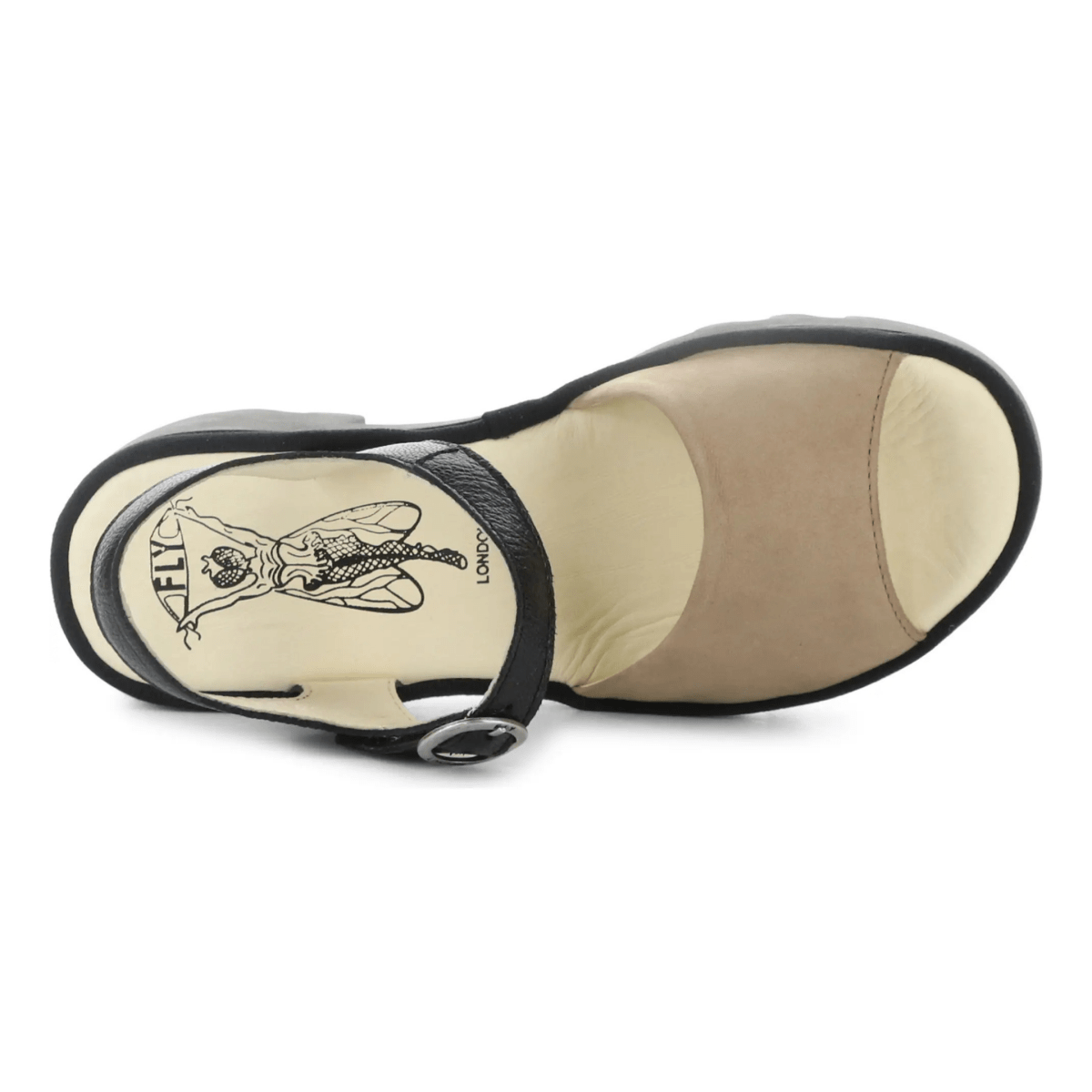 Fly London Women's TULL503 Taupe Suede/Black Mousse Leather