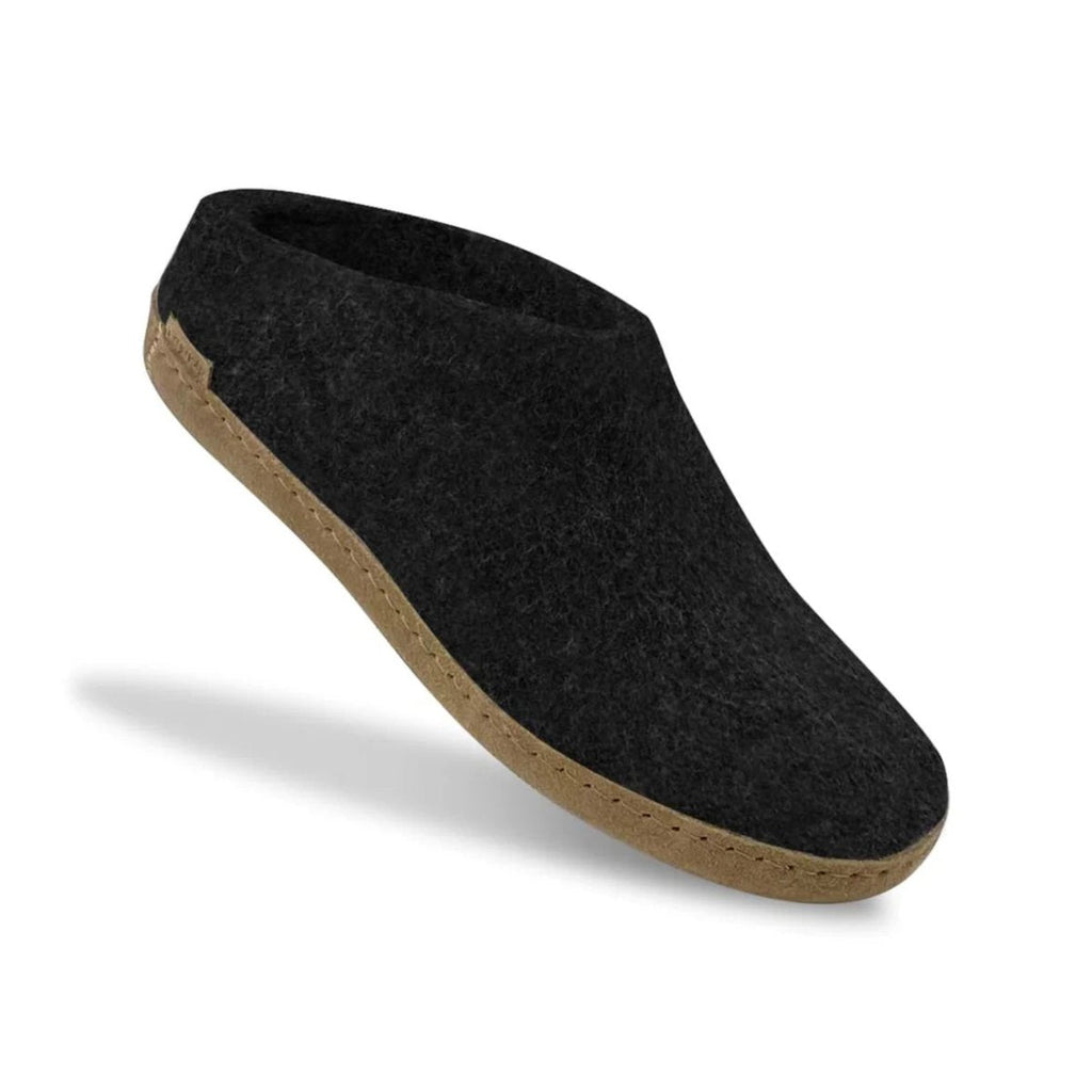 Glerups Men's Model B Slipper with Leather Sole Charcoal