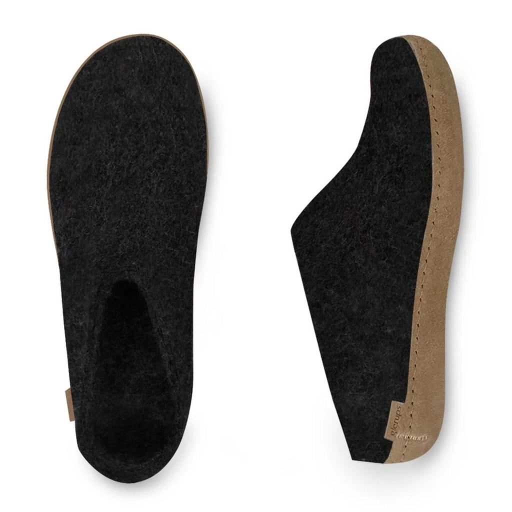 Glerups Men's Model B Slipper with Leather Sole Charcoal