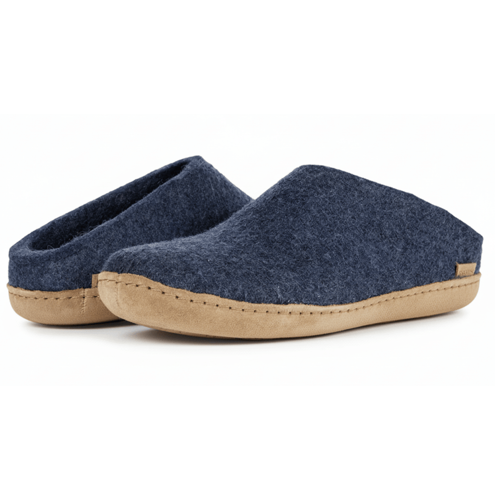 Glerups Men's Model B Slipper with Leather Sole Denim