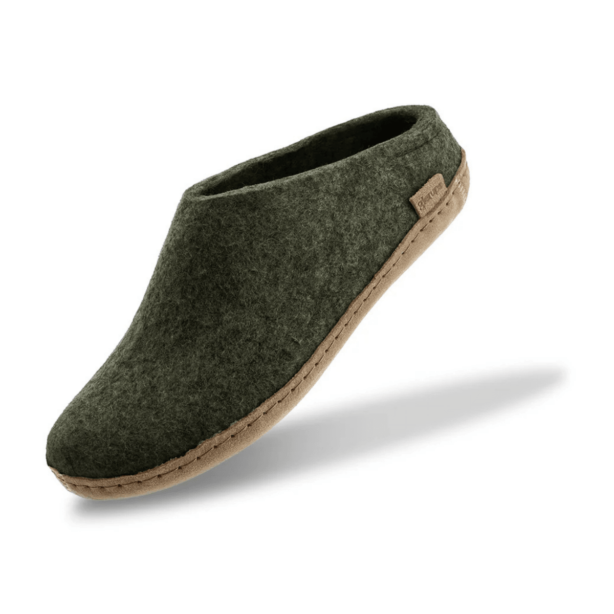 Glerups Men's Model B Slipper with Leather Sole Green Forest