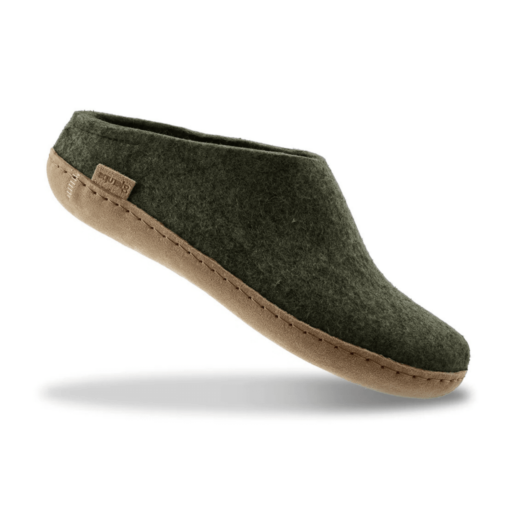 Glerups Men's Model B Slipper with Leather Sole Green Forest