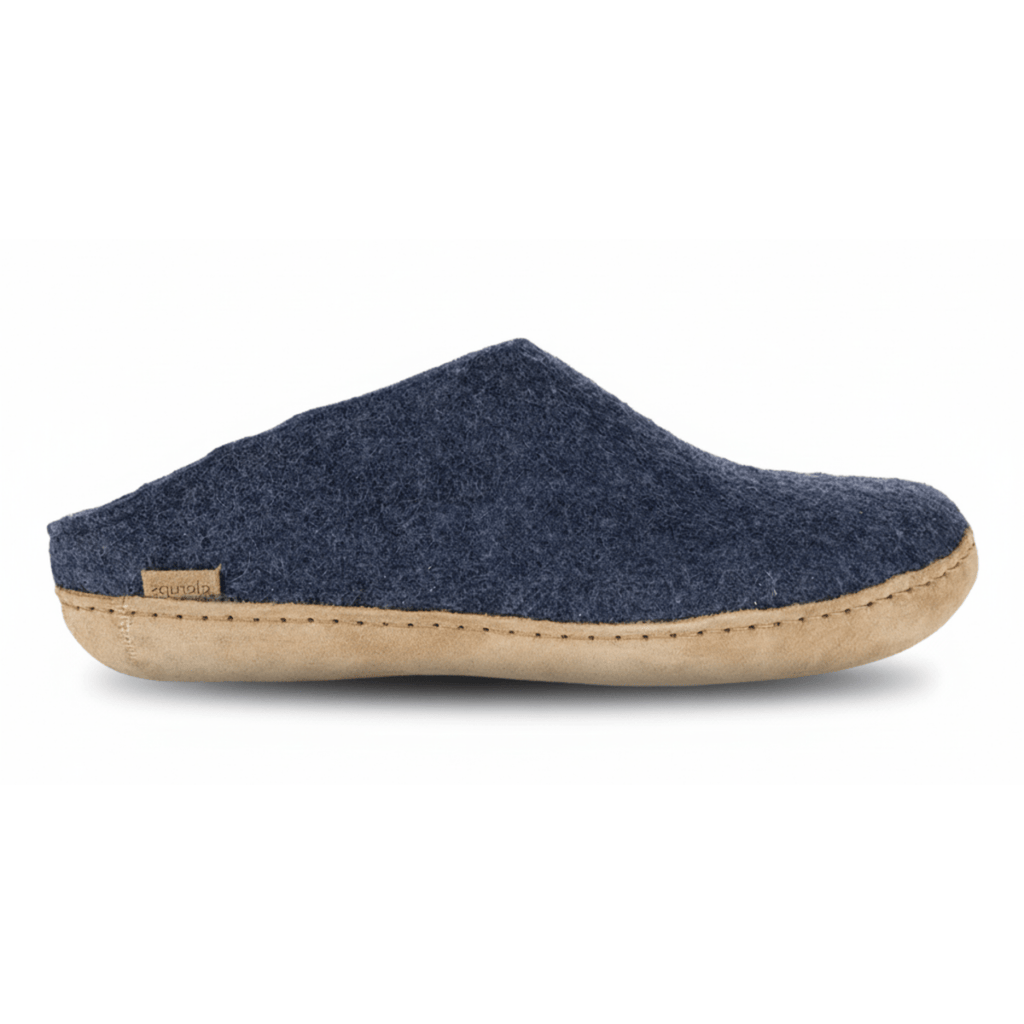 Glerups Women's Model B Slipper with Leather Sole Denim