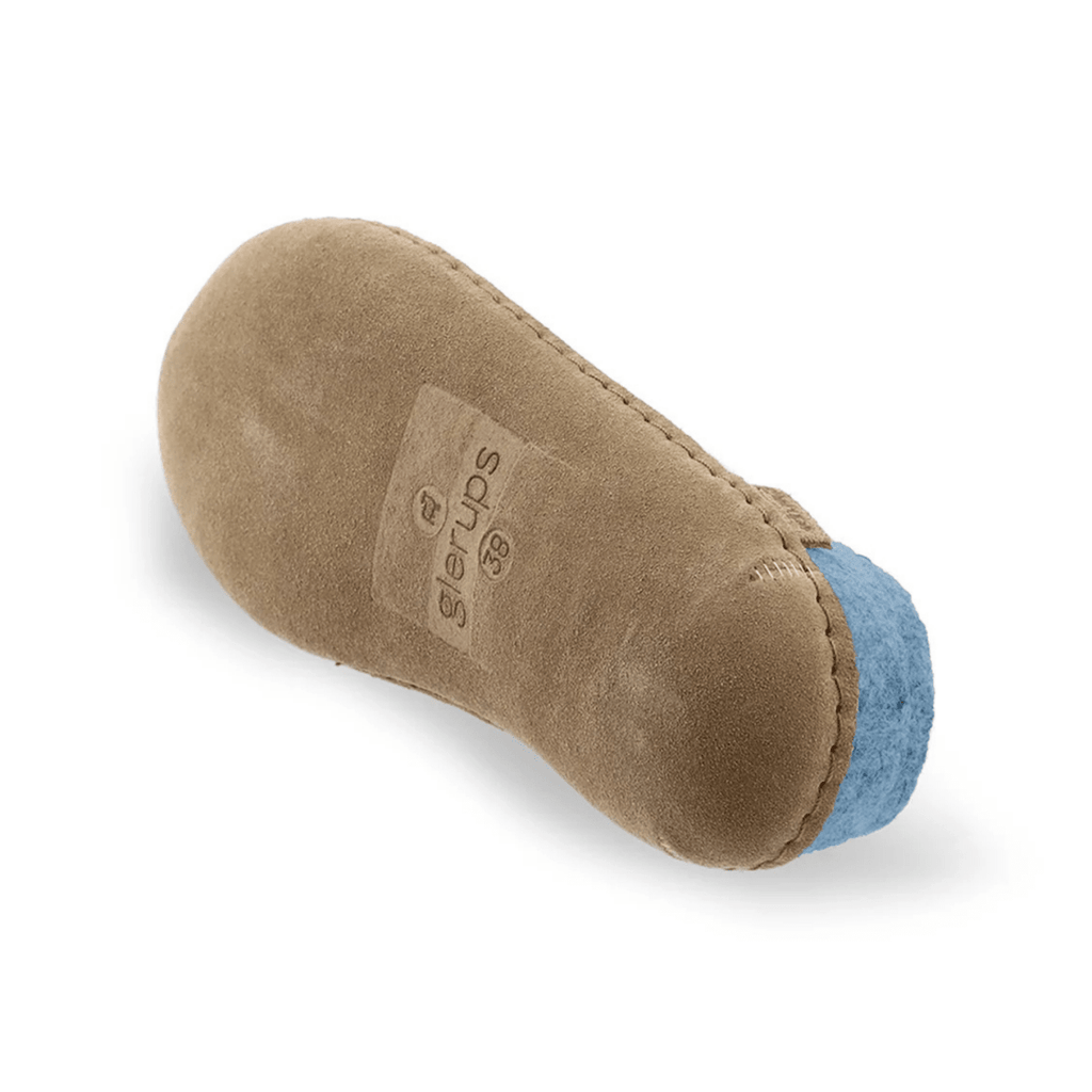 Glerups Women's Model B Slipper with Leather Sole Sky Blue
