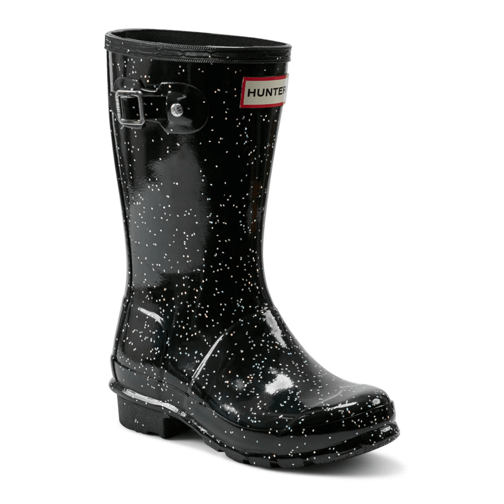 Hunter Kids Original Giant Glitter Rain Boots Black Waterproof