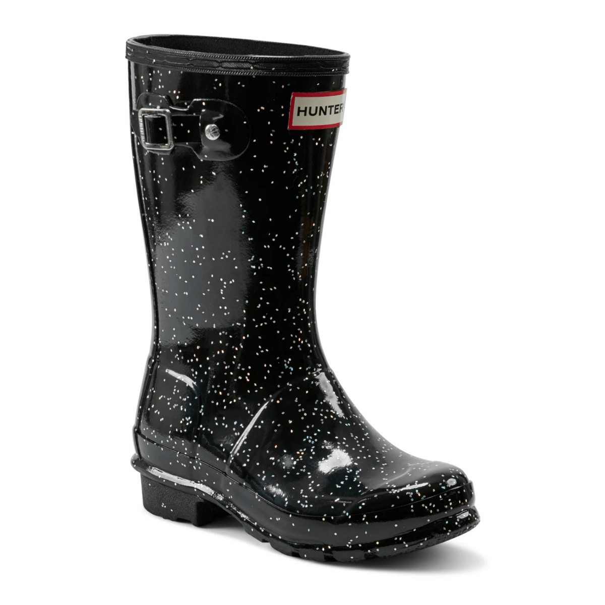 Hunter Kids Original Giant Glitter Rain Boots Black Waterproof