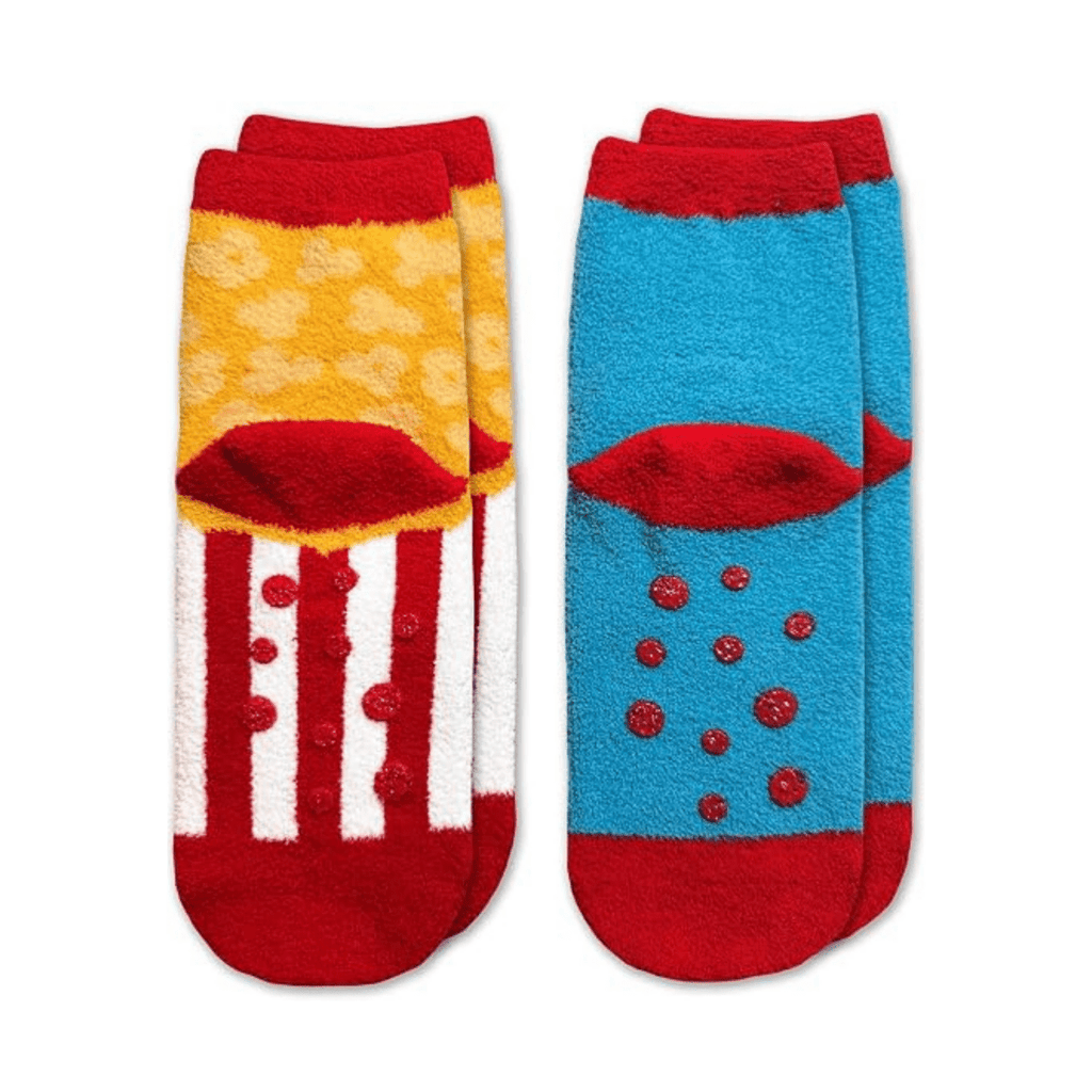 Jefferies Kids Movie Night Fuzzy 2-Pack Socks Red/Blue/Yellow