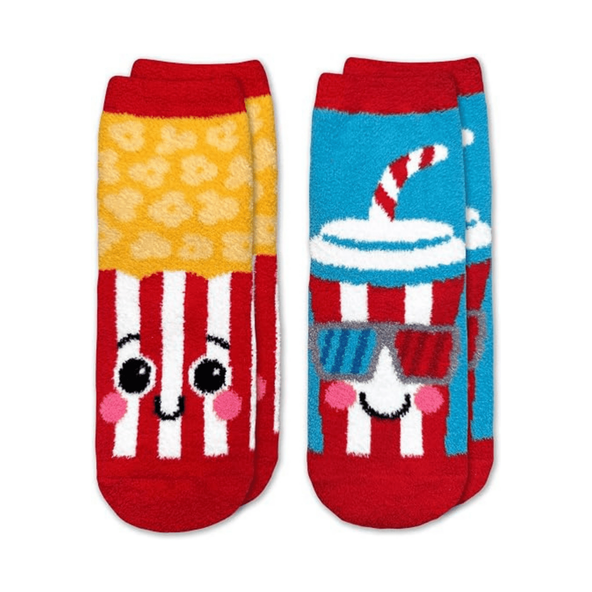 Jefferies Kids Movie Night Fuzzy 2-Pack Socks Red/Blue/Yellow