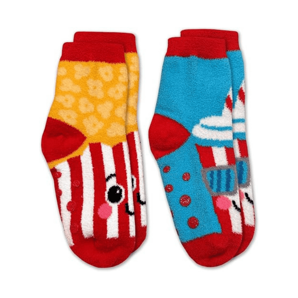 Jefferies Kids Movie Night Fuzzy 2-Pack Socks Red/Blue/Yellow
