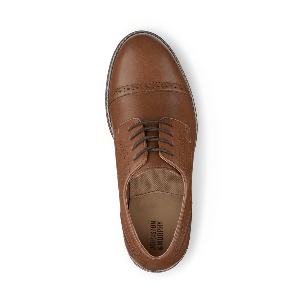 Johnston & Murphy Boys Upton Conard Cap Toe Tan Leather