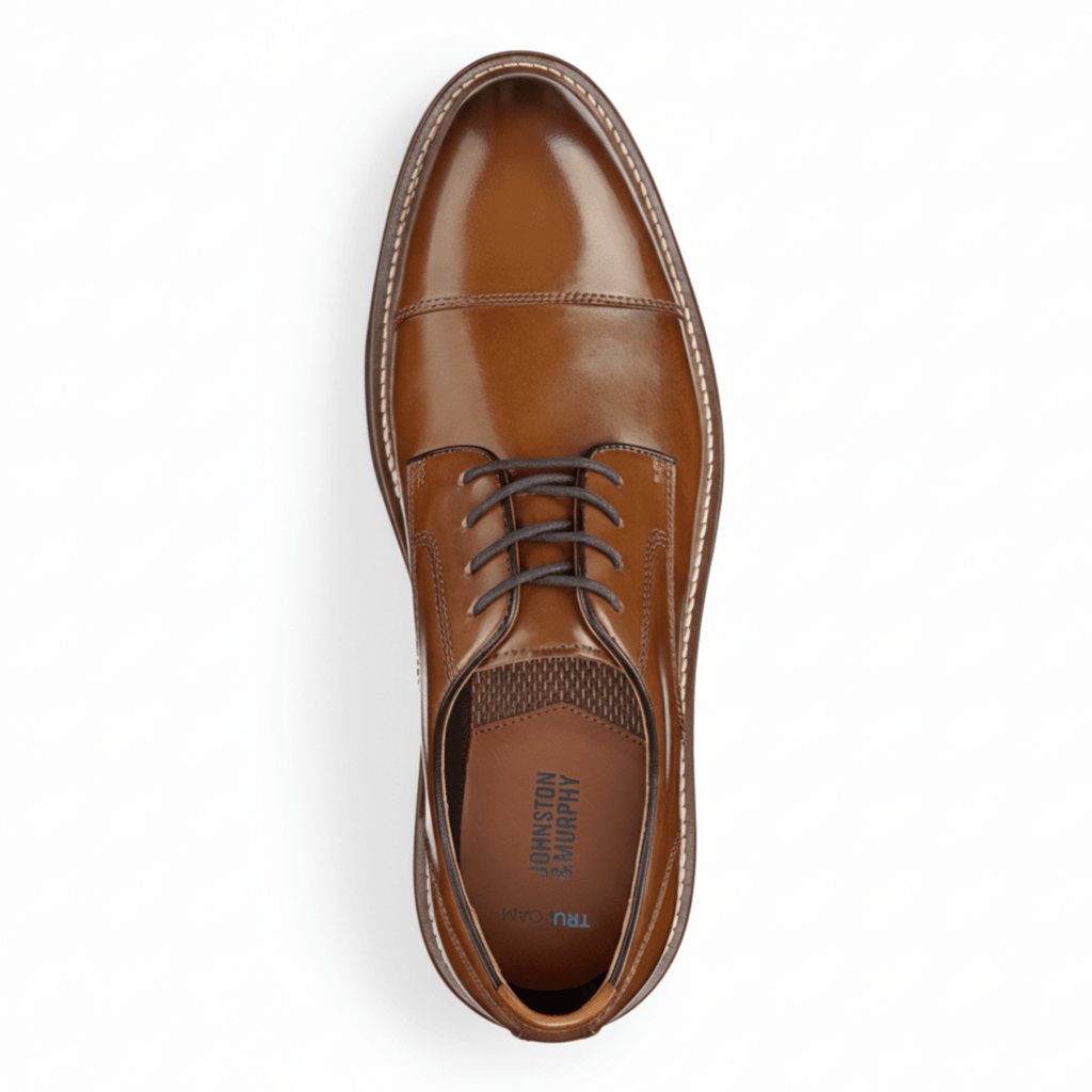 Johnston & Murphy Men's Upton Dress Cap Toe Tan Full Grain Leather