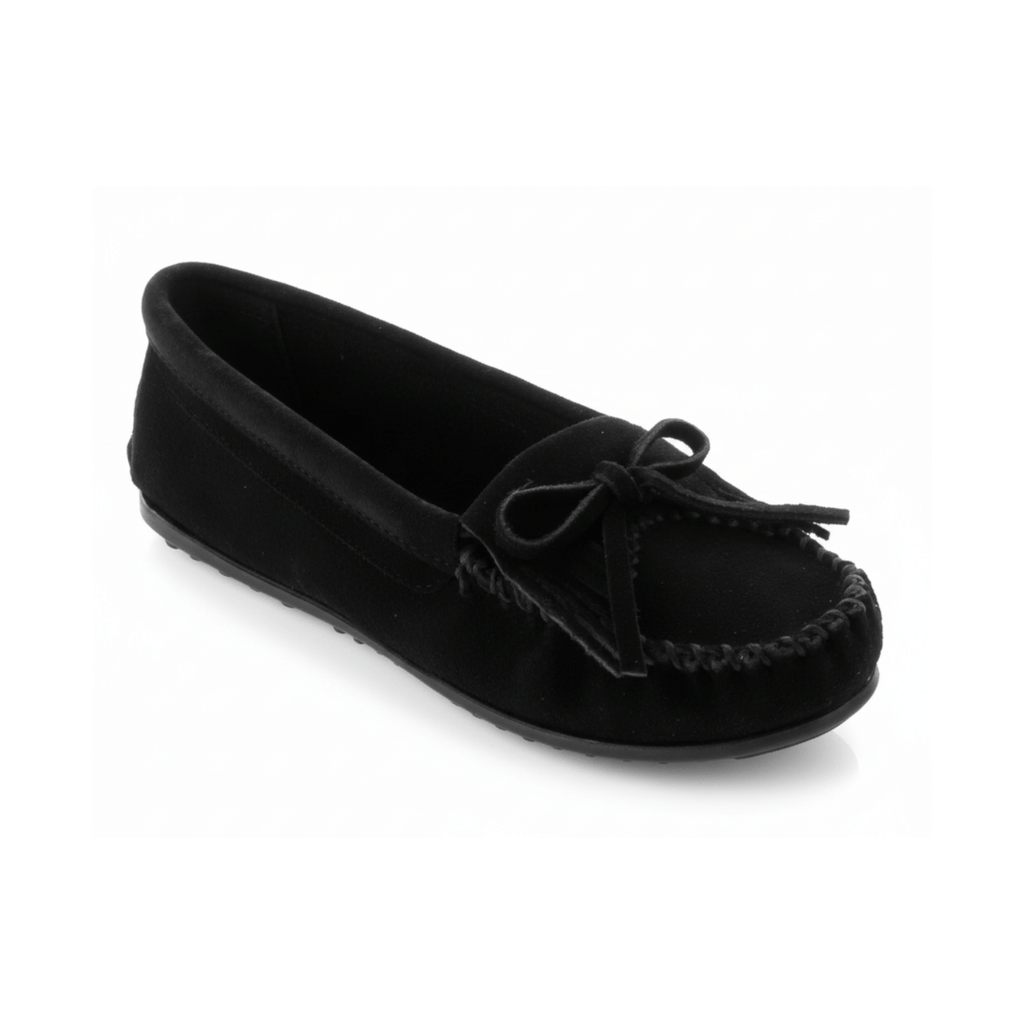 Minnetonka Women's 400 Kilty Hardsole Black Suede
