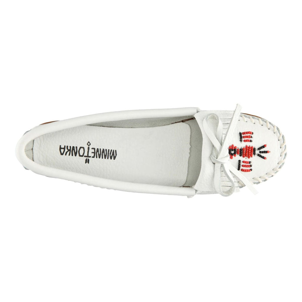 Minnetonka Women's 604 Thunderbird II White Beaded Moc