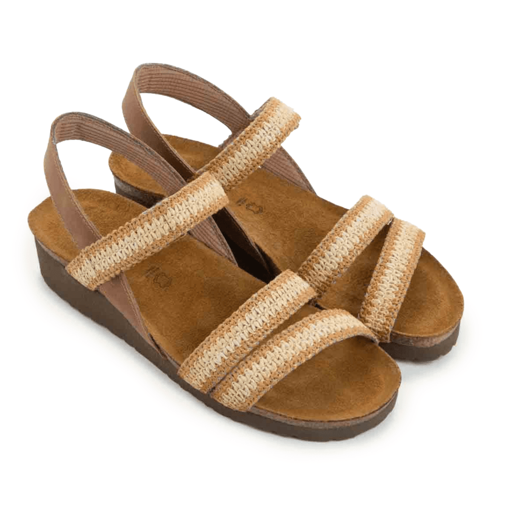 Naot Women's Kayla Latte Brown Leather/Latte/Ivory Raffia