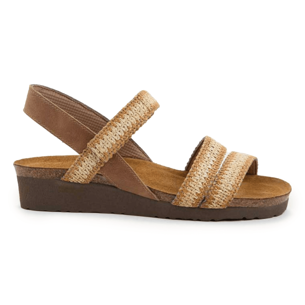 Naot Women's Kayla Latte Brown Leather/Latte/Ivory Raffia