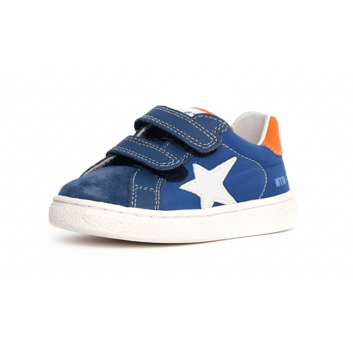 Naturino Boys (Sizes 27-32) Pinn VL Blue Nylon/Orange/White Star/Blue Suede
