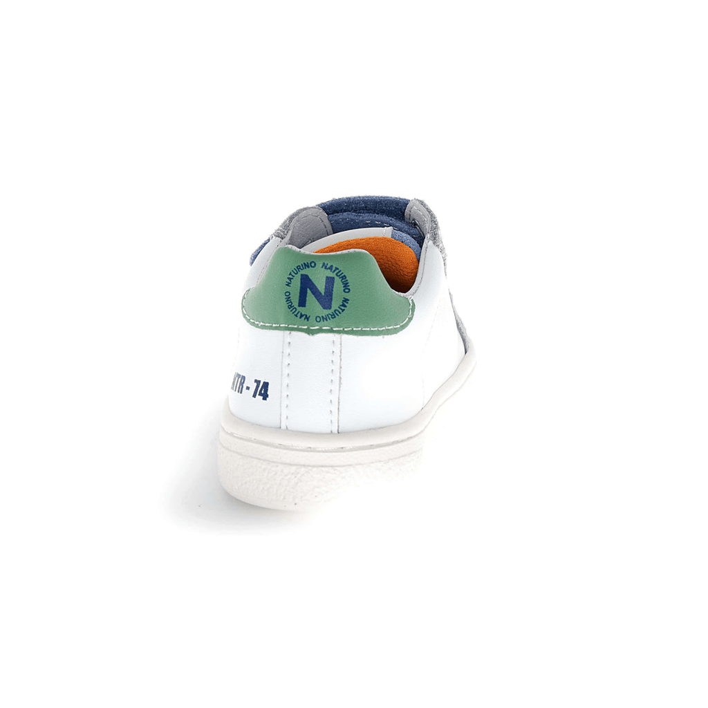 Naturino Boys (Sizes 27-32) Pinn VL White Leather/Blue/Grey Suede