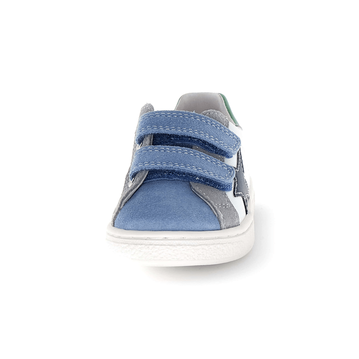 Naturino Boys (Sizes 27-32) Pinn VL White Leather/Blue/Grey Suede
