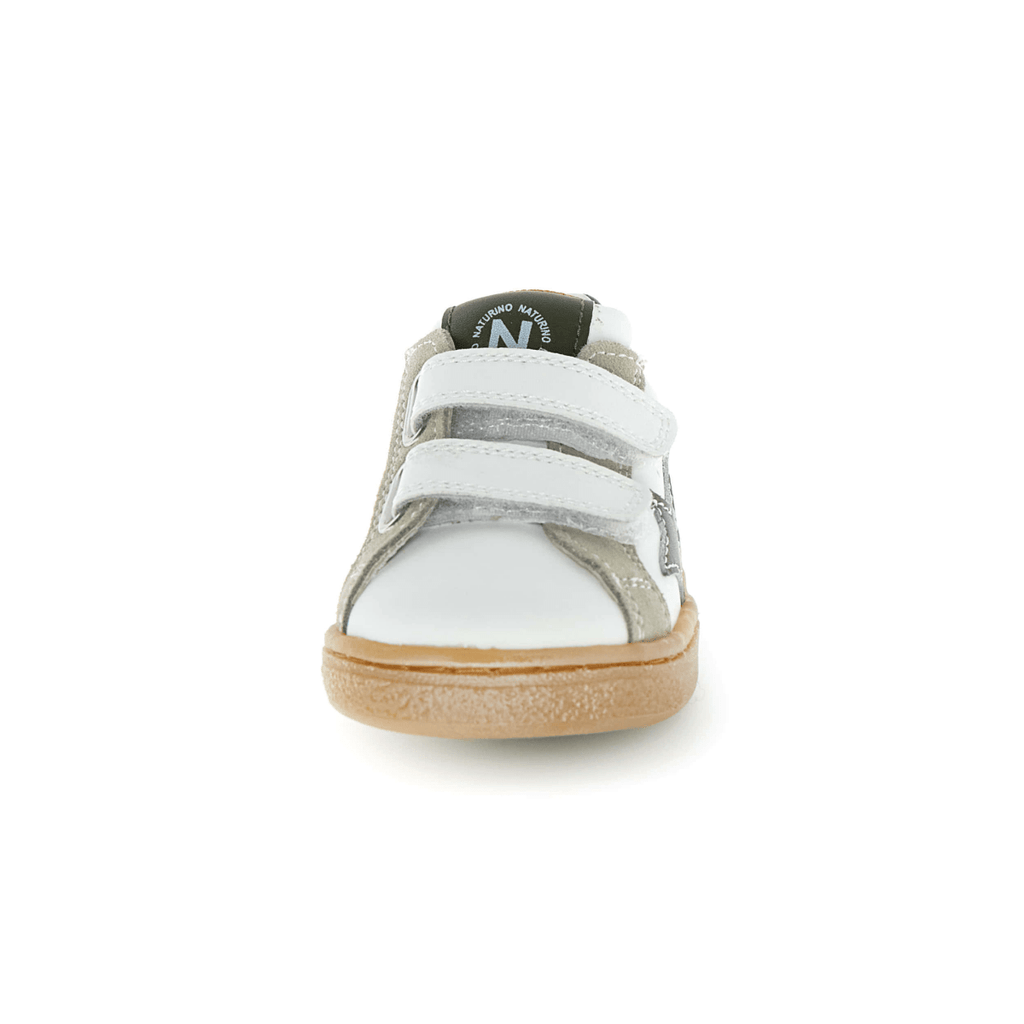 Naturino Boys (Sizes 27-32) Pinn VL White/Grey/Navy Star Leather