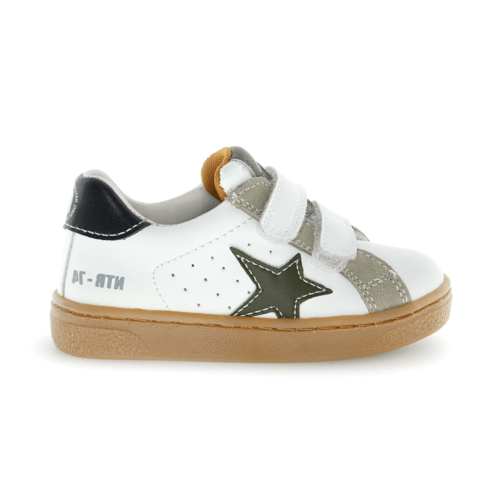 Naturino Boys (Sizes 27-32) Pinn VL White/Grey/Navy Star Leather