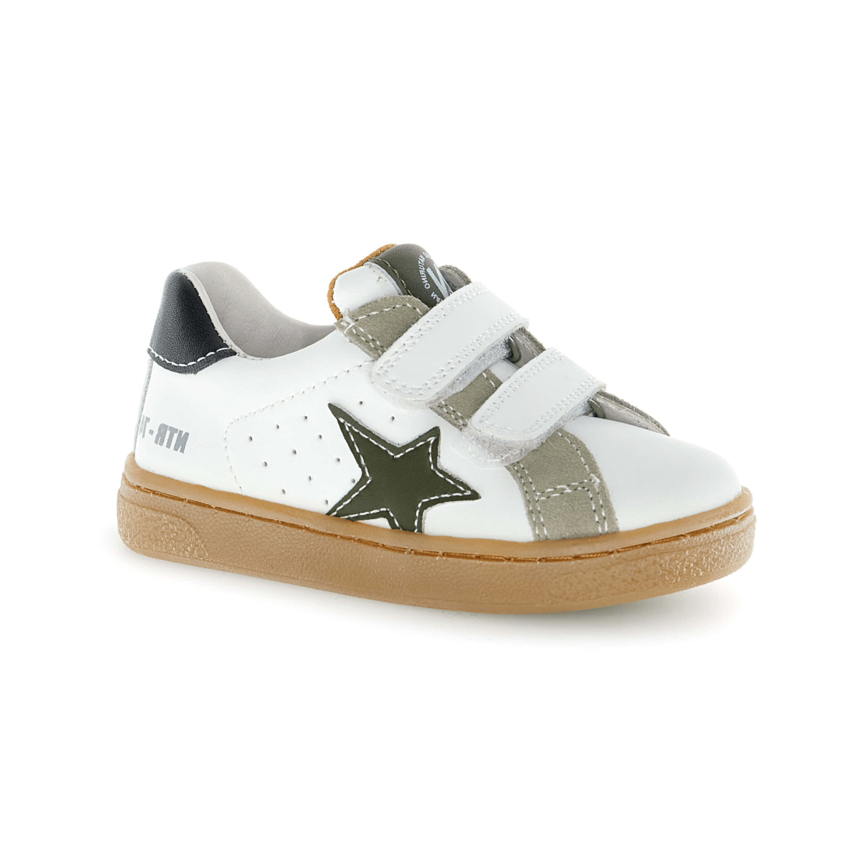 Naturino Boys (Sizes 27-32) Pinn VL White/Grey/Navy Star Leather