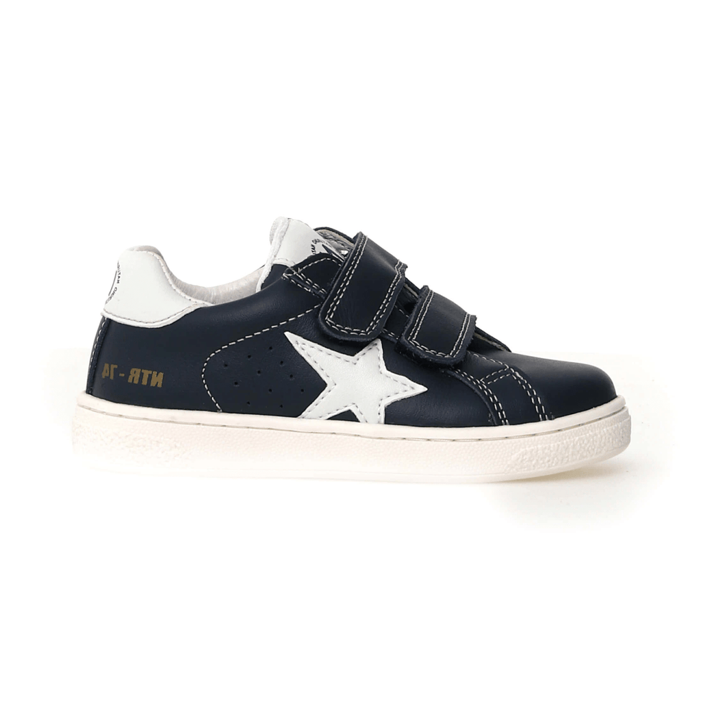 Naturino Boys (Sizes 28-32) Pinn VL White Star/Navy Leather