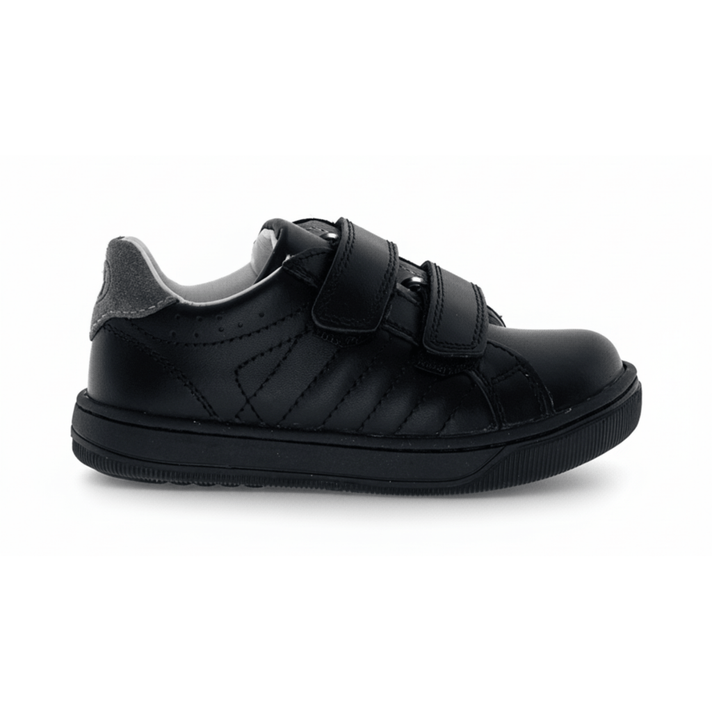 Naturino Boys (Sizes 33-38) Nume VL 02 Black Leather/Black Suede