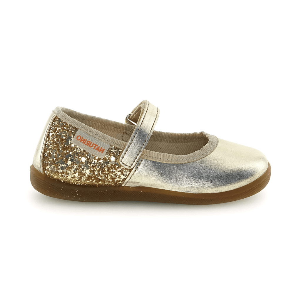 Naturino Girls (Sizes 26-29) Frollik Platinum Patent/Gold Glitter/Gum