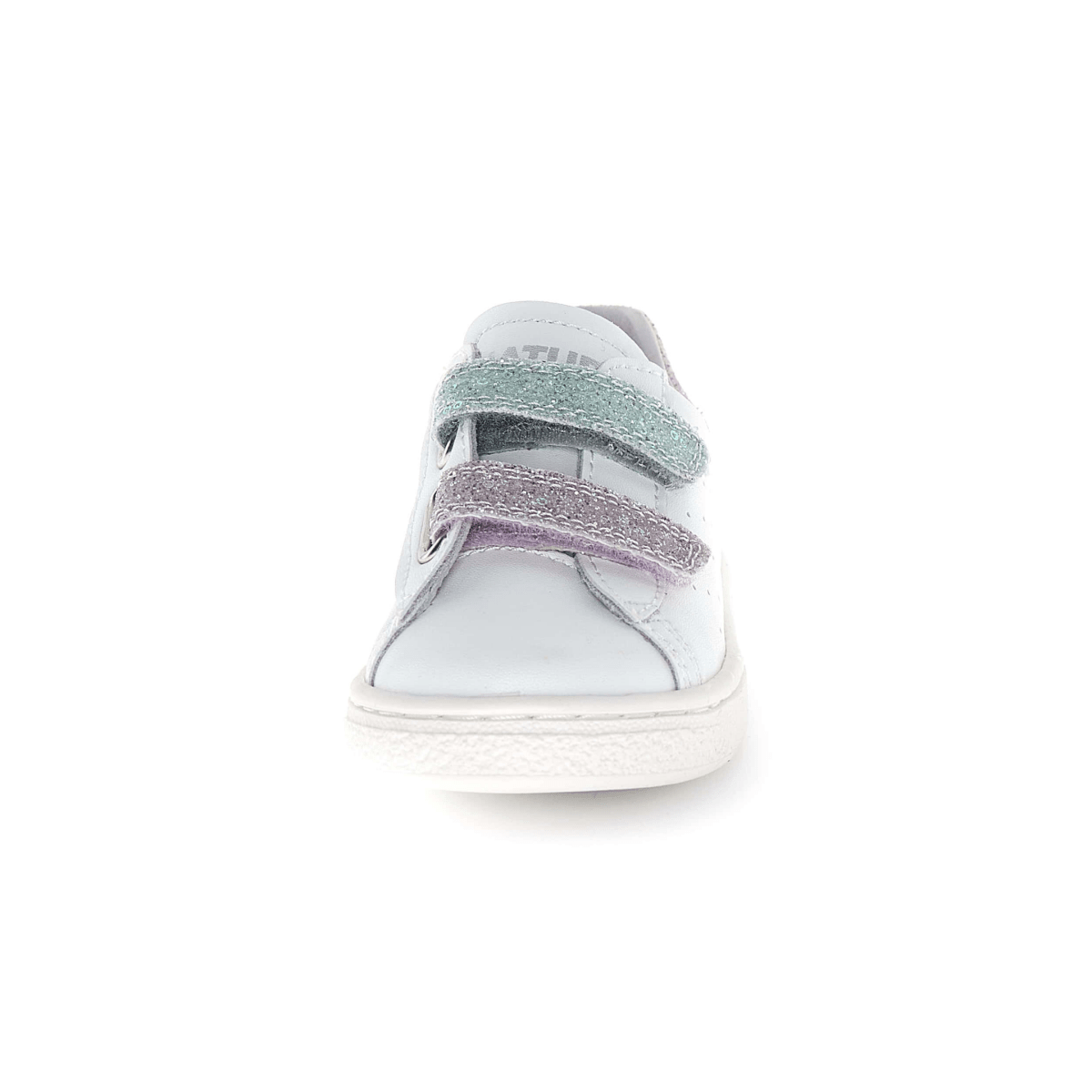 Naturino Girls (Sizes 27-31) Hasselt 2 VL White Leather/Blue/Pink Glitter