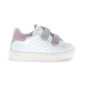Naturino Girls (Sizes 27-31) Hasselt 2 VL White Leather/Blue/Pink Glitter