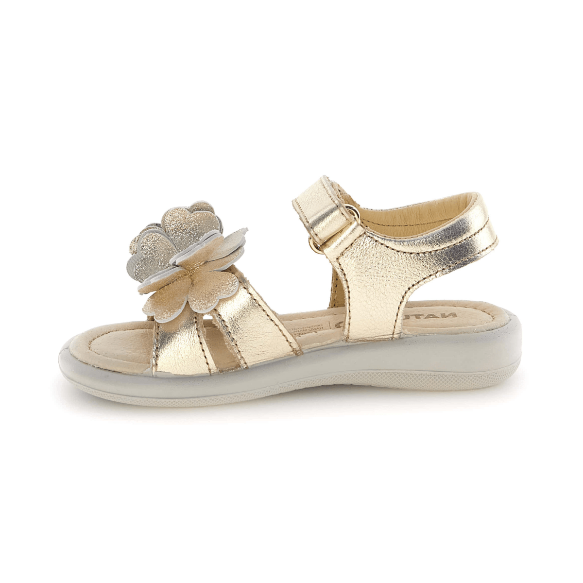 Naturino Girls (Sizes 27-32) Salya Metallic Gold/Glitter Flowers