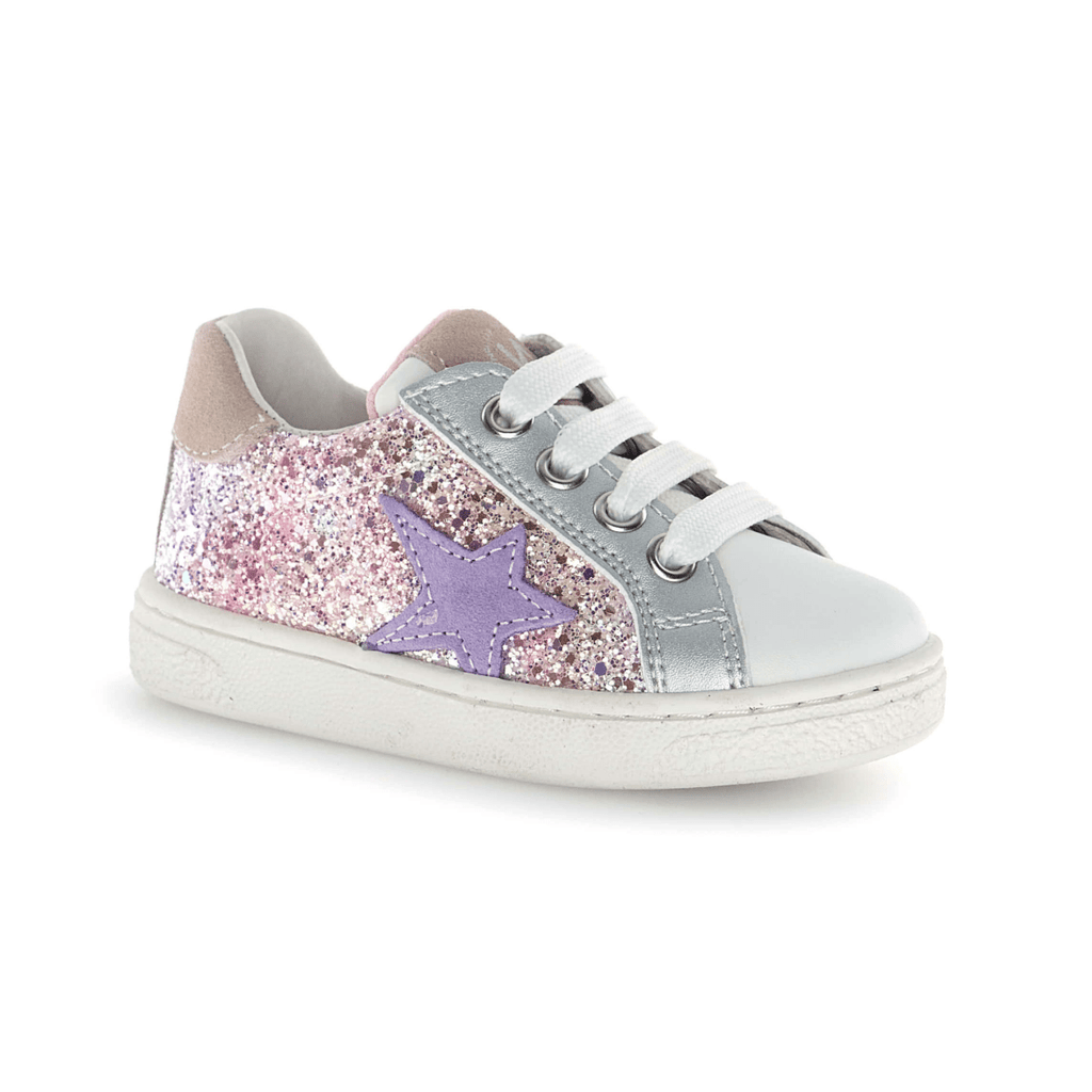 Naturino Girls (Sizes 27-33) Pinn Zip Pink Glitter/Silver/Purple Star