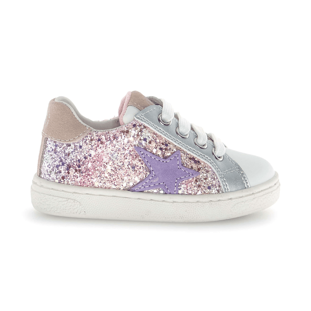 Naturino Girls (Sizes 27-33) Pinn Zip Pink Glitter/Silver/Purple Star