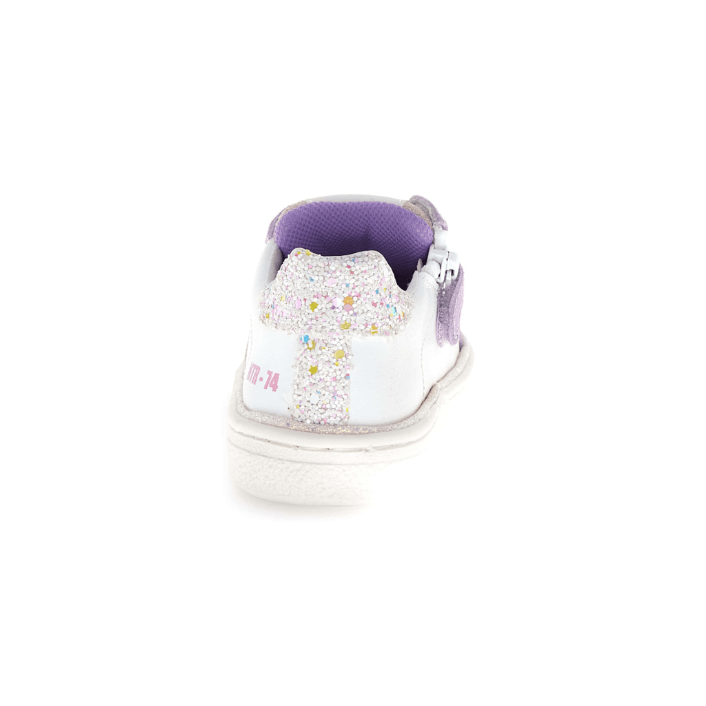Naturino Girls (Sizes 28-34) Pinn Zip White Leather/Purple Suede/Pink Glitter