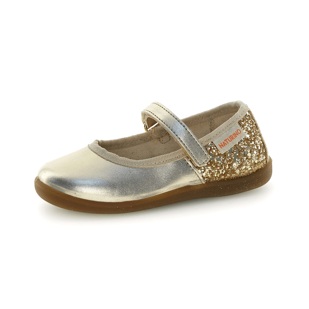 Naturino Girls (Sizes 30-34) Frollik Platinum Patent/Gold Glitter/Gum