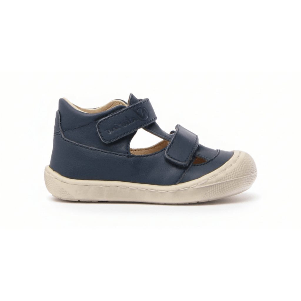 Naturino Toddlers (Sizes 19-23) Puffy Navy Leather Open T-Strap