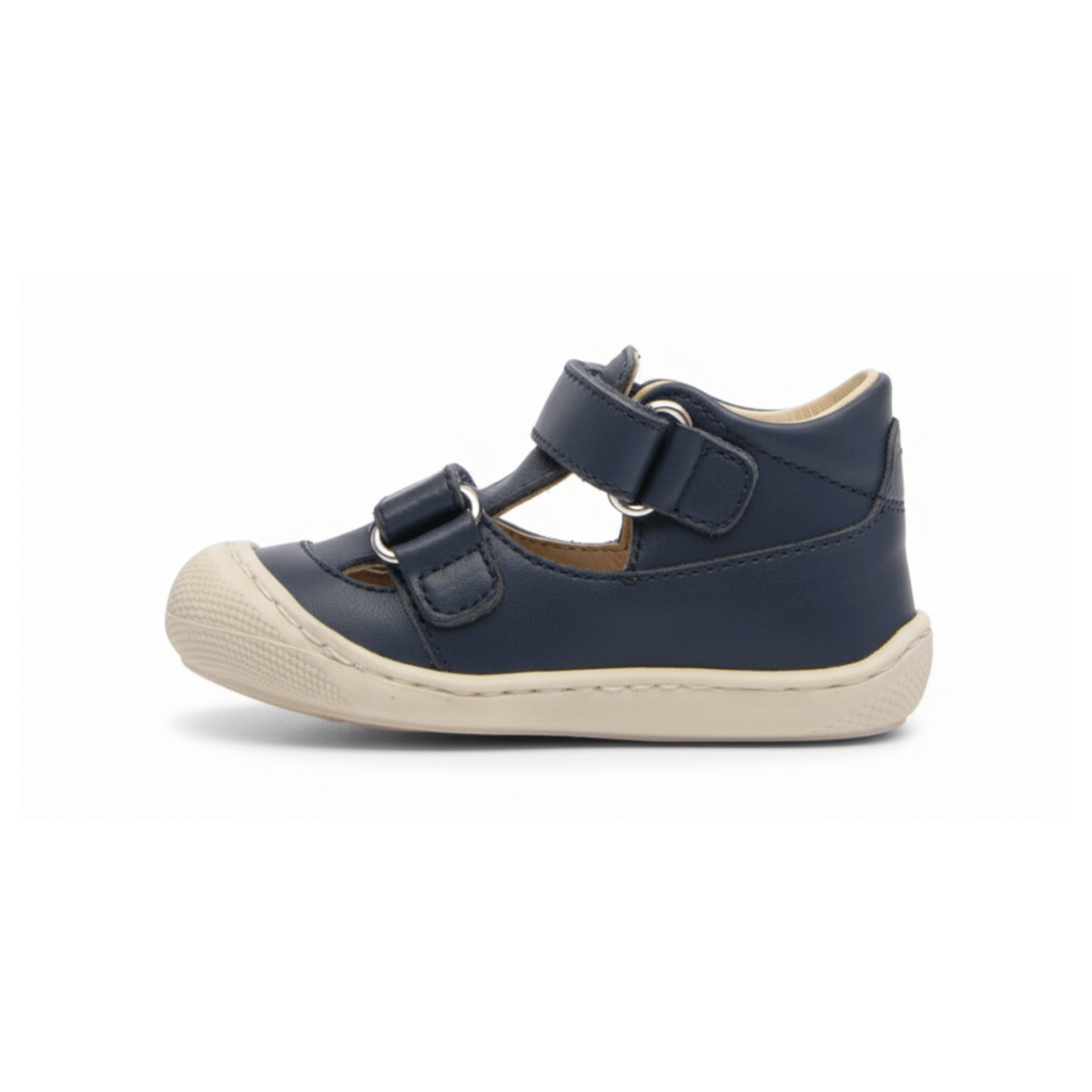 Naturino Toddlers (Sizes 19-23) Puffy Navy Leather Open T-Strap