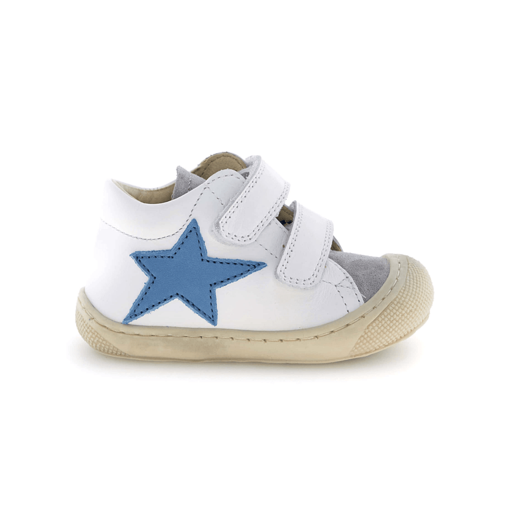 Naturino Toddlers (Sizes 20-23) Kolde VL White Leather/Blue Star/Grey Suede